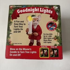 Mr Christmas Goodnight Lights Mouse Blow Out Candle Turn On/Off Tree Lights
